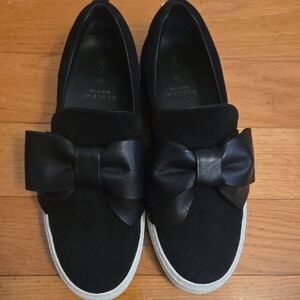 Buscemi Black Bow Slip-On Shoes